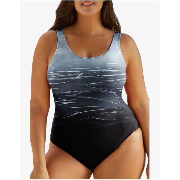 NEW Back Crisscross Sports Tummy Control 1 pc Bathing Suit 2X - Picture 1 of 4